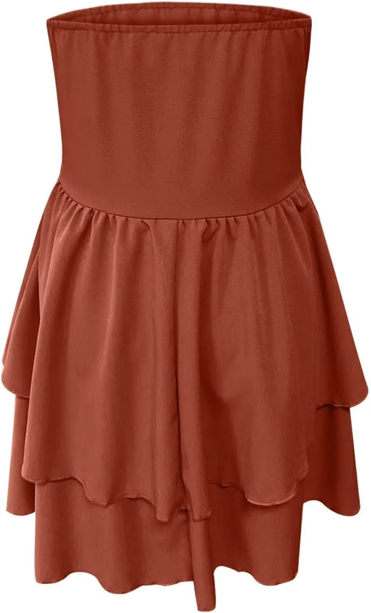 2025 Women's Solid Color Strapless Bodycon Mini Dress - Trendy Sexy A-Line Bandage Cocktail Party Dresses