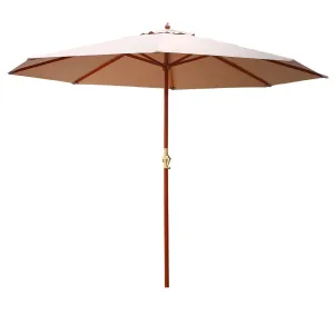 3m Outdoor Umbrella | Pole | Umbrellas | Beach Garden Sun Stand | Patio | Beige