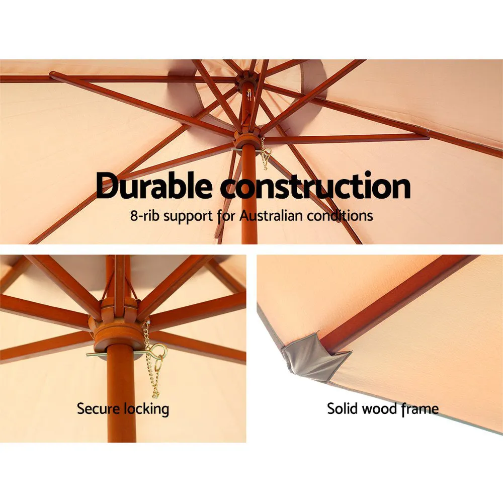 3m Outdoor Umbrella | Pole | Umbrellas | Beach Garden Sun Stand | Patio | Beige