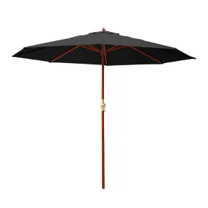 3m Outdoor Umbrella | Pole | Umbrellas | Beach Garden Sun Stand | Patio | Black