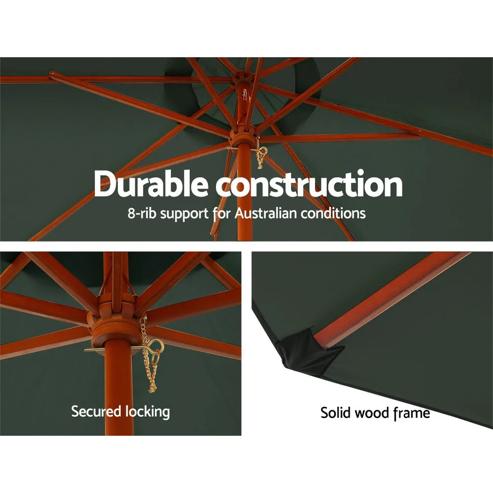 3m Outdoor Umbrella | Pole | Umbrellas | Beach Garden Sun Stand | Patio | Charcoal