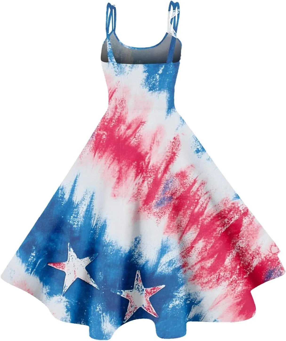 4th of July Womens Dresses Spaghetti Strap American Flag Print Midi Dress 2025 Trendy Summer Vintage Sundress Swing