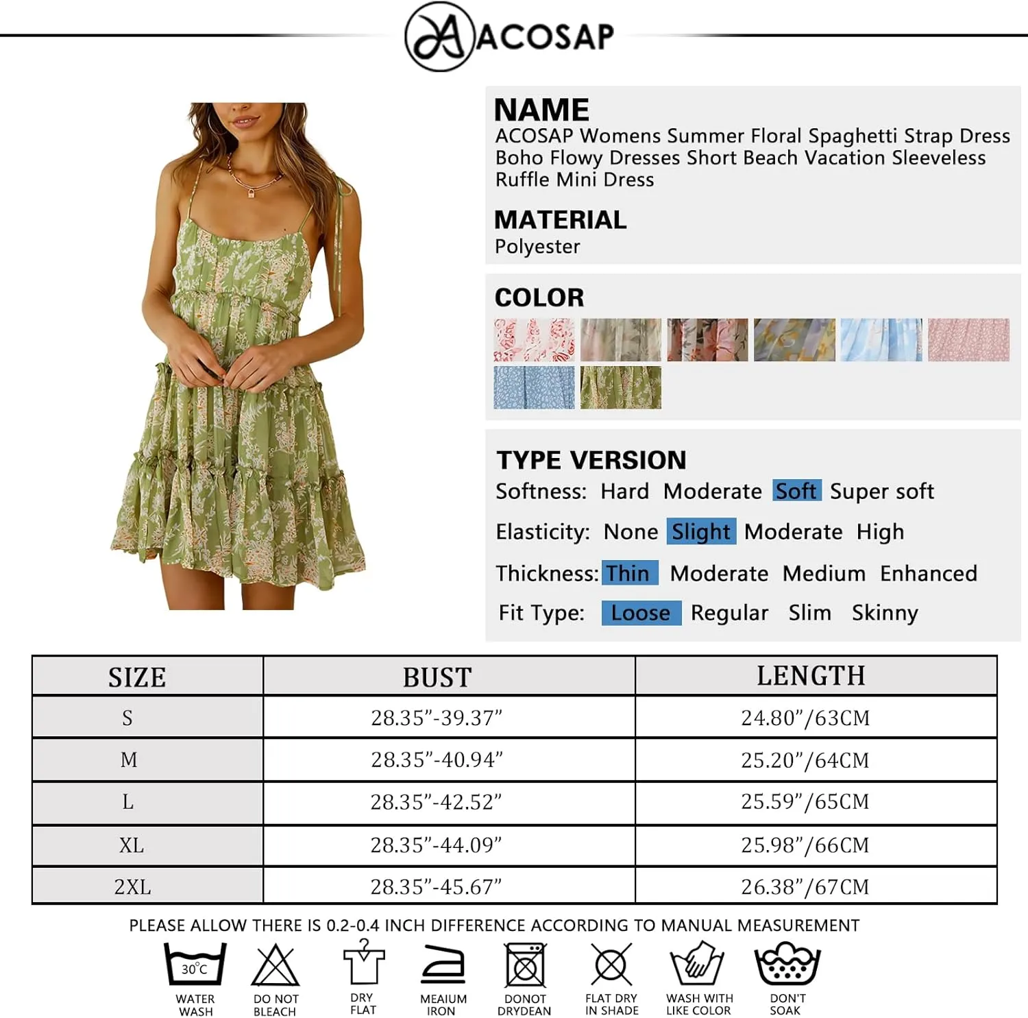 ACOSAP Womens 2025 Summer Floral Spaghetti Strap Dress Boho Flowy Dresses Short Beach Vacation Sleeveless Ruffle Mini Dress