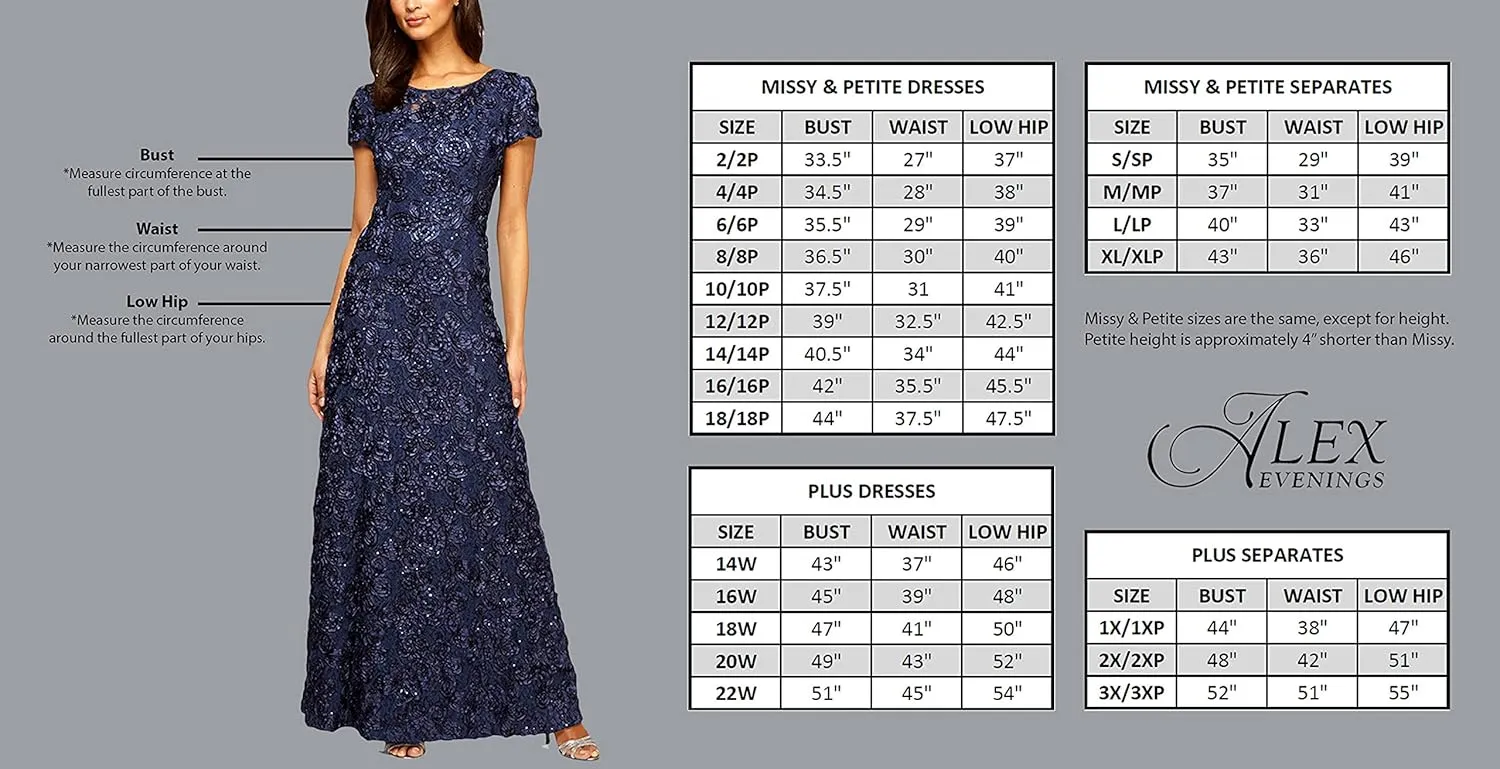 Alex Evenings Women's Slimming Long Side Ruched Mother of The Bride Dress W/Cascade Ruffle Skirt (Petite and Regular Sizes)