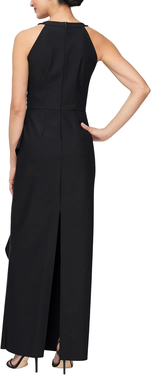 Alex Evenings Women's Slimming Long Side Ruched Mother of The Bride Dress W/Cascade Ruffle Skirt (Petite and Regular Sizes)