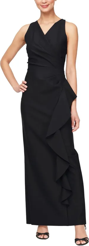 Alex Evenings Women's Slimming Long Side Ruched Mother of The Bride Dress W/Cascade Ruffle Skirt (Petite and Regular Sizes)