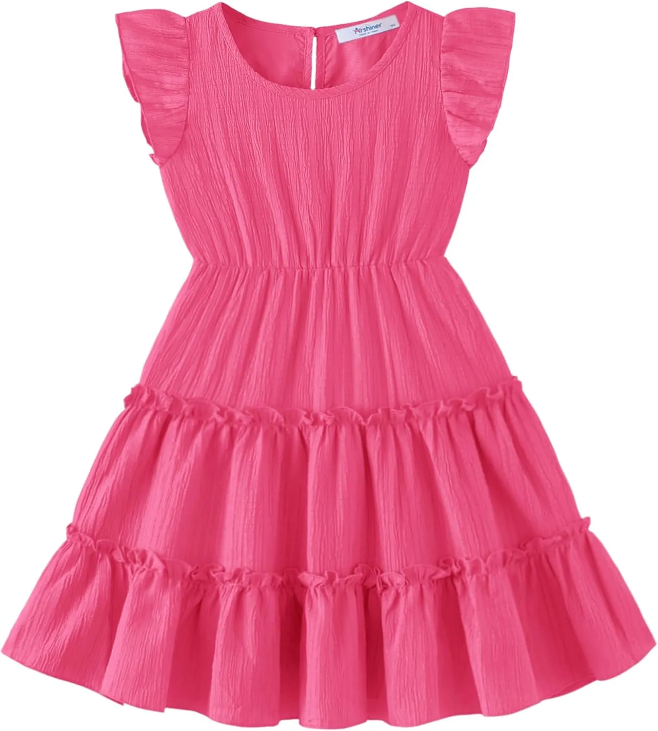 Arshiner Toddler Girls Dress Ruffle Sleeveless Tiered Swing Twirly Dresses Cute Summer Beach Sundress with Pocket for 1-6T