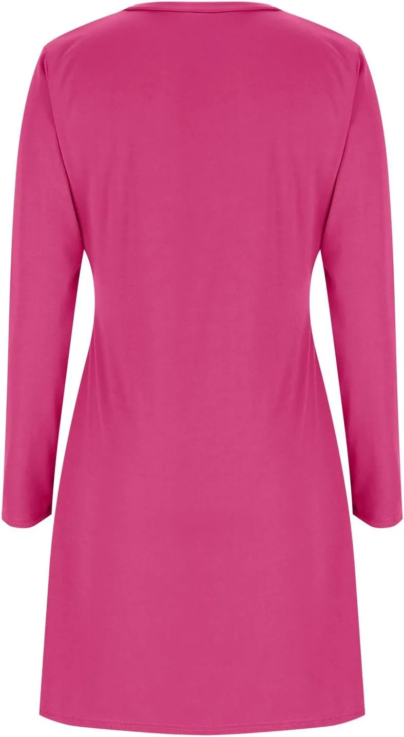 Autumn Dresses for Women 2024 Fashion Long Sleeve Plain Crewneck Dress Casual Dressy Semi Formal Midi Dress Fall Tops