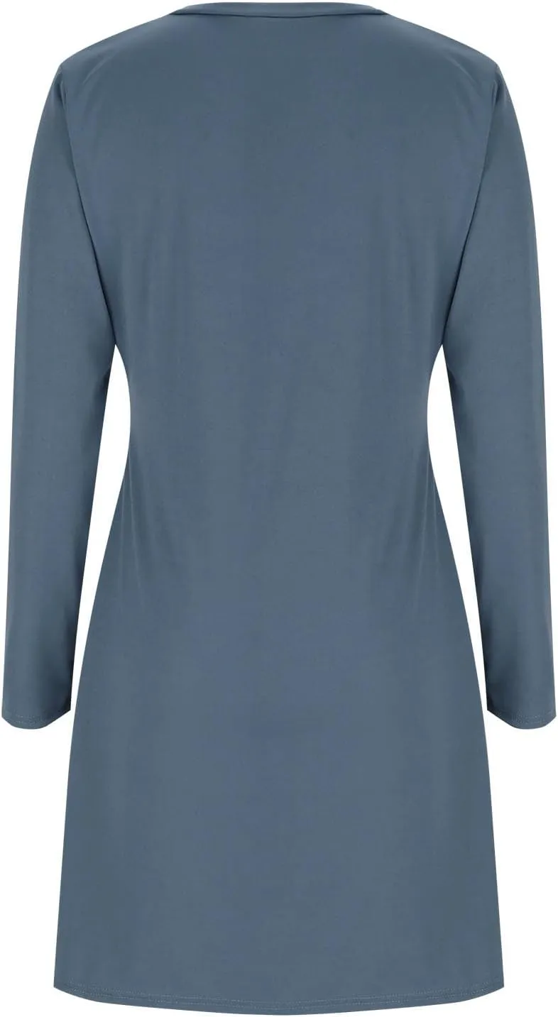 Autumn Dresses for Women 2024 Fashion Long Sleeve Plain Crewneck Dress Casual Dressy Semi Formal Midi Dress Fall Tops