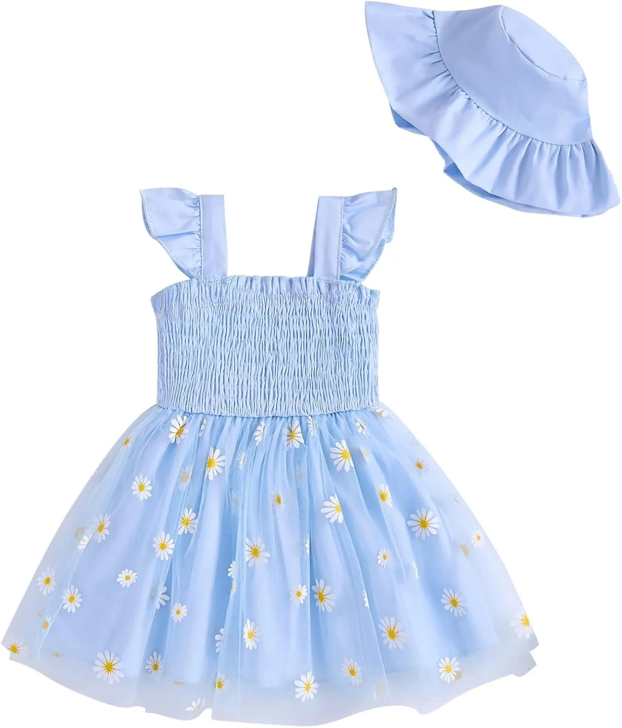 Baby Girl Clothes Toddler Girls Tulle Dress Infant Ruffle Halter Smocked Dresses Casual Sundress Summer Girls Outfit