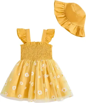 Baby Girl Clothes Toddler Girls Tulle Dress Infant Ruffle Halter Smocked Dresses Casual Sundress Summer Girls Outfit