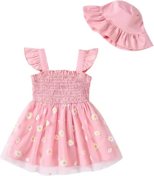 Baby Girl Clothes Toddler Girls Tulle Dress Infant Ruffle Halter Smocked Dresses Casual Sundress Summer Girls Outfit