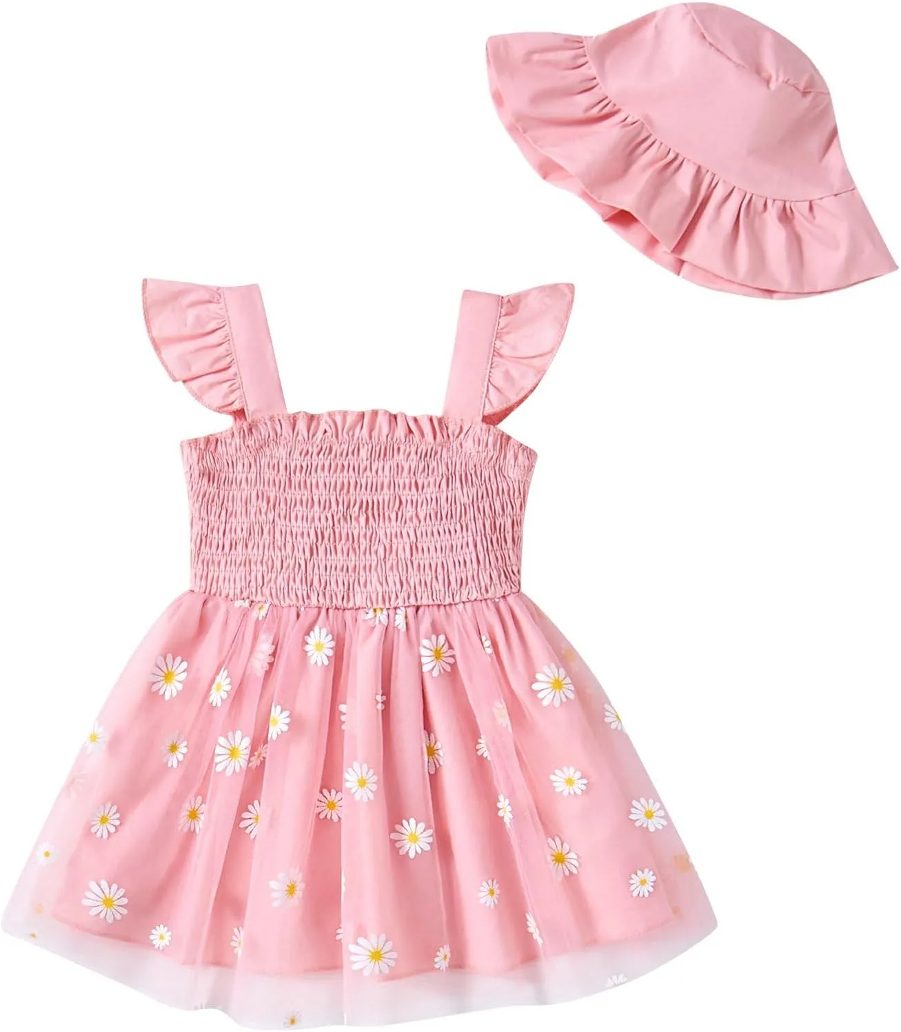 Baby Girl Clothes Toddler Girls Tulle Dress Infant Ruffle Halter Smocked Dresses Casual Sundress Summer Girls Outfit