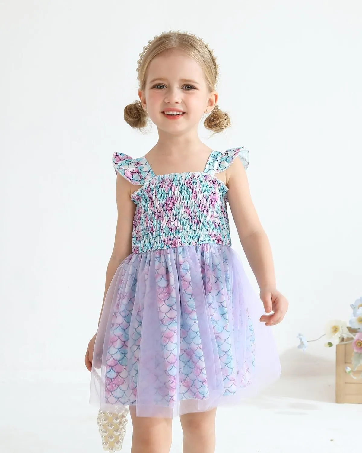 Baby Girl Clothes Toddler Girls Tulle Dress Infant Ruffle Halter Smocked Dresses Casual Sundress Summer Girls Outfit