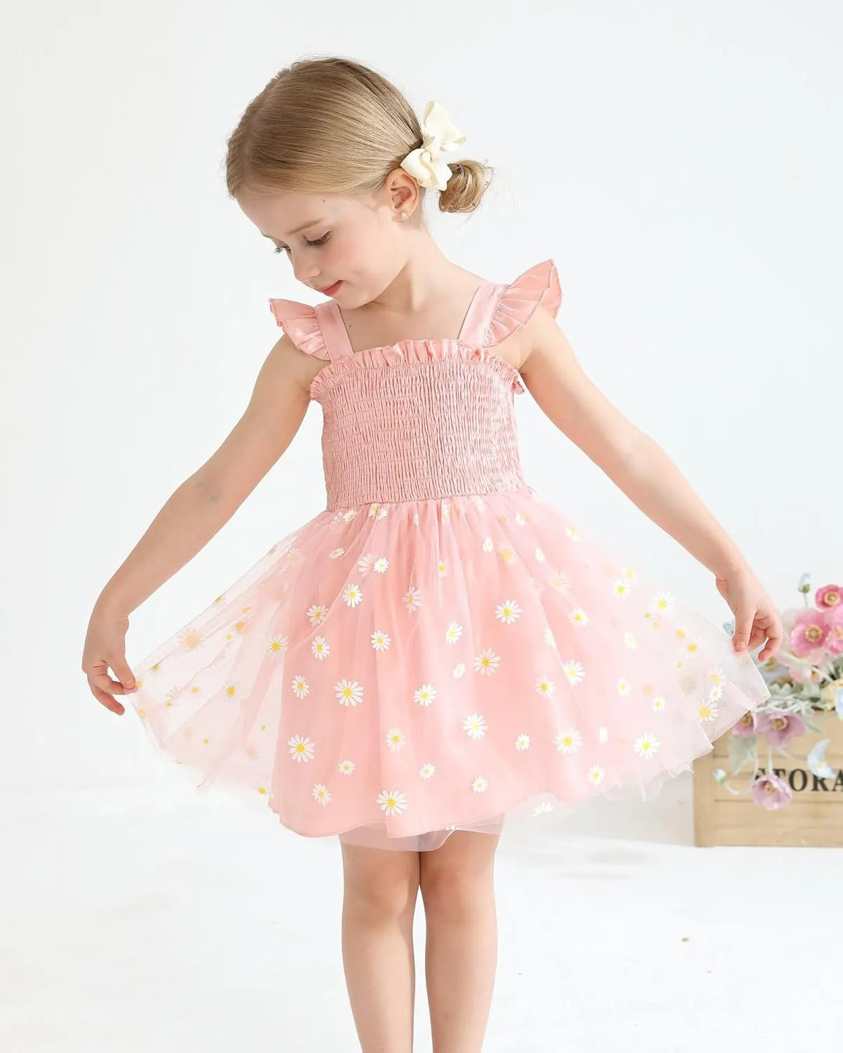 Baby Girl Clothes Toddler Girls Tulle Dress Infant Ruffle Halter Smocked Dresses Casual Sundress Summer Girls Outfit