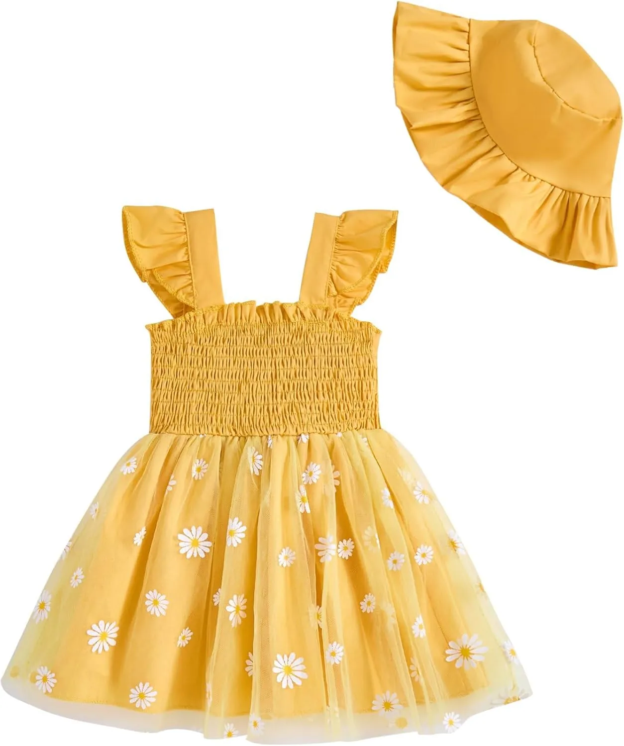 Baby Girl Clothes Toddler Girls Tulle Dress Infant Ruffle Halter Smocked Dresses Casual Sundress Summer Girls Outfit
