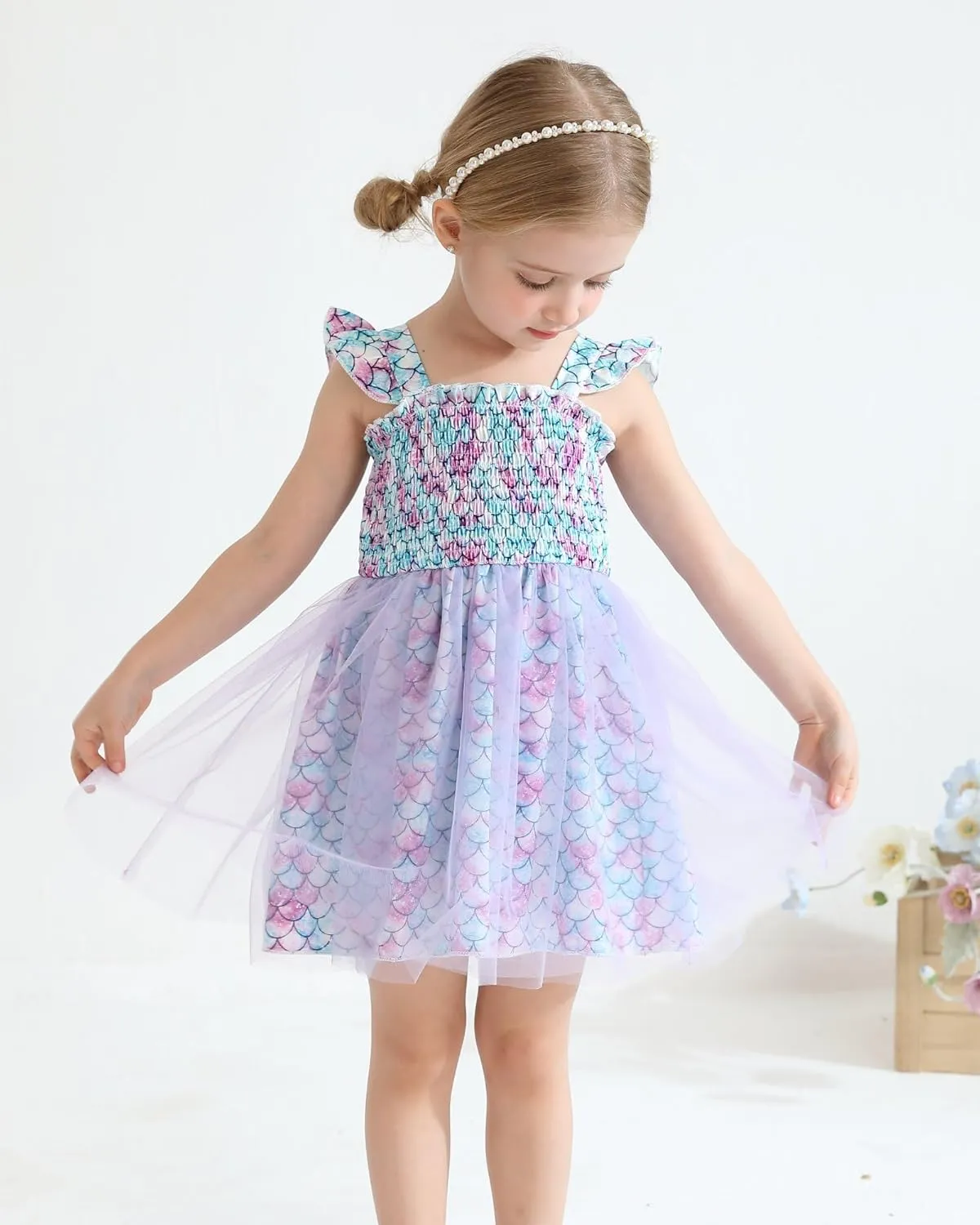 Baby Girl Clothes Toddler Girls Tulle Dress Infant Ruffle Halter Smocked Dresses Casual Sundress Summer Girls Outfit