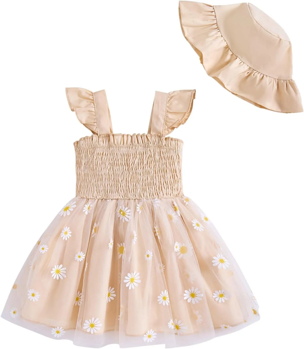 Baby Girl Clothes Toddler Girls Tulle Dress Infant Ruffle Halter Smocked Dresses Casual Sundress Summer Girls Outfit