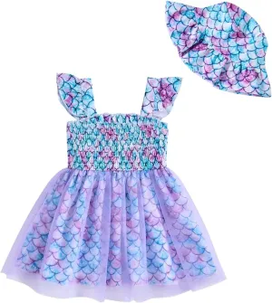 Baby Girl Clothes Toddler Girls Tulle Dress Infant Ruffle Halter Smocked Dresses Casual Sundress Summer Girls Outfit