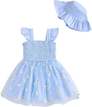 Baby Girl Clothes Toddler Girls Tulle Dress Infant Ruffle Halter Smocked Dresses Casual Sundress Summer Girls Outfit