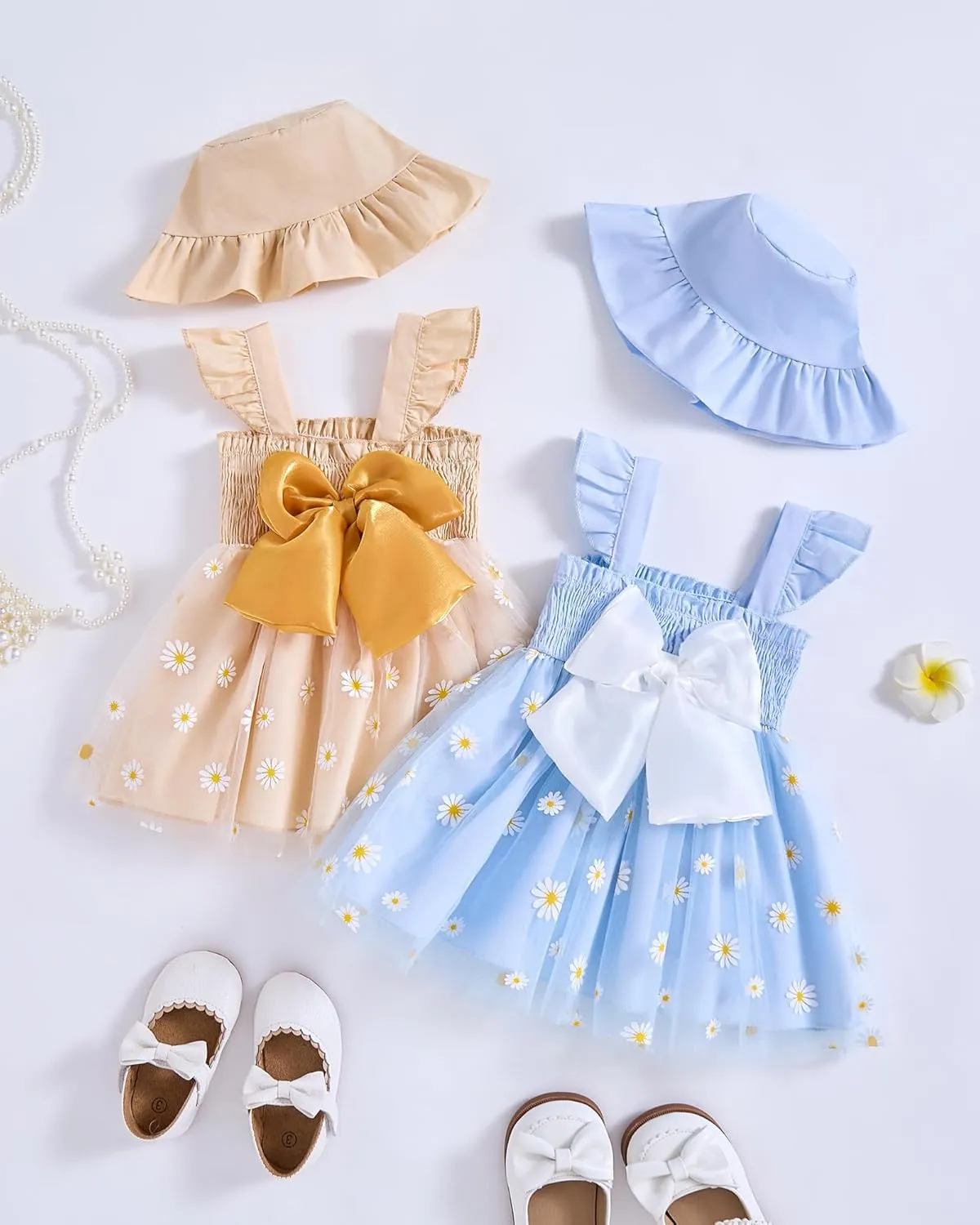 Baby Girl Clothes Toddler Girls Tulle Dress Infant Ruffle Halter Smocked Dresses Casual Sundress Summer Girls Outfit