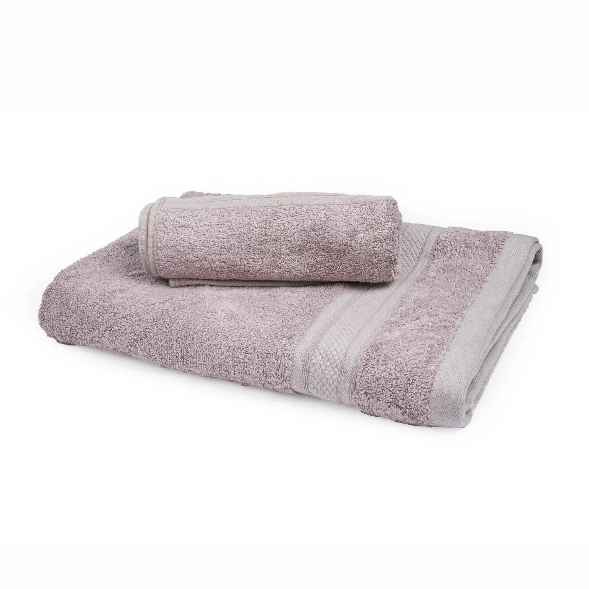 Bamboo Cotton Bath Towels And Hand Towels Set Of 2 Grape Grey