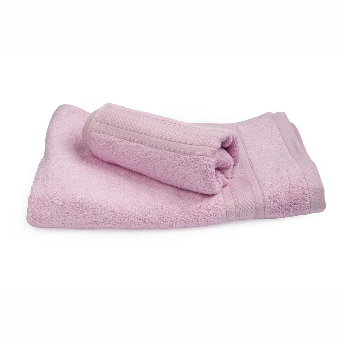 Bamboo Cotton Bath Towels And Hand Towels Set of 2 Light Pink
