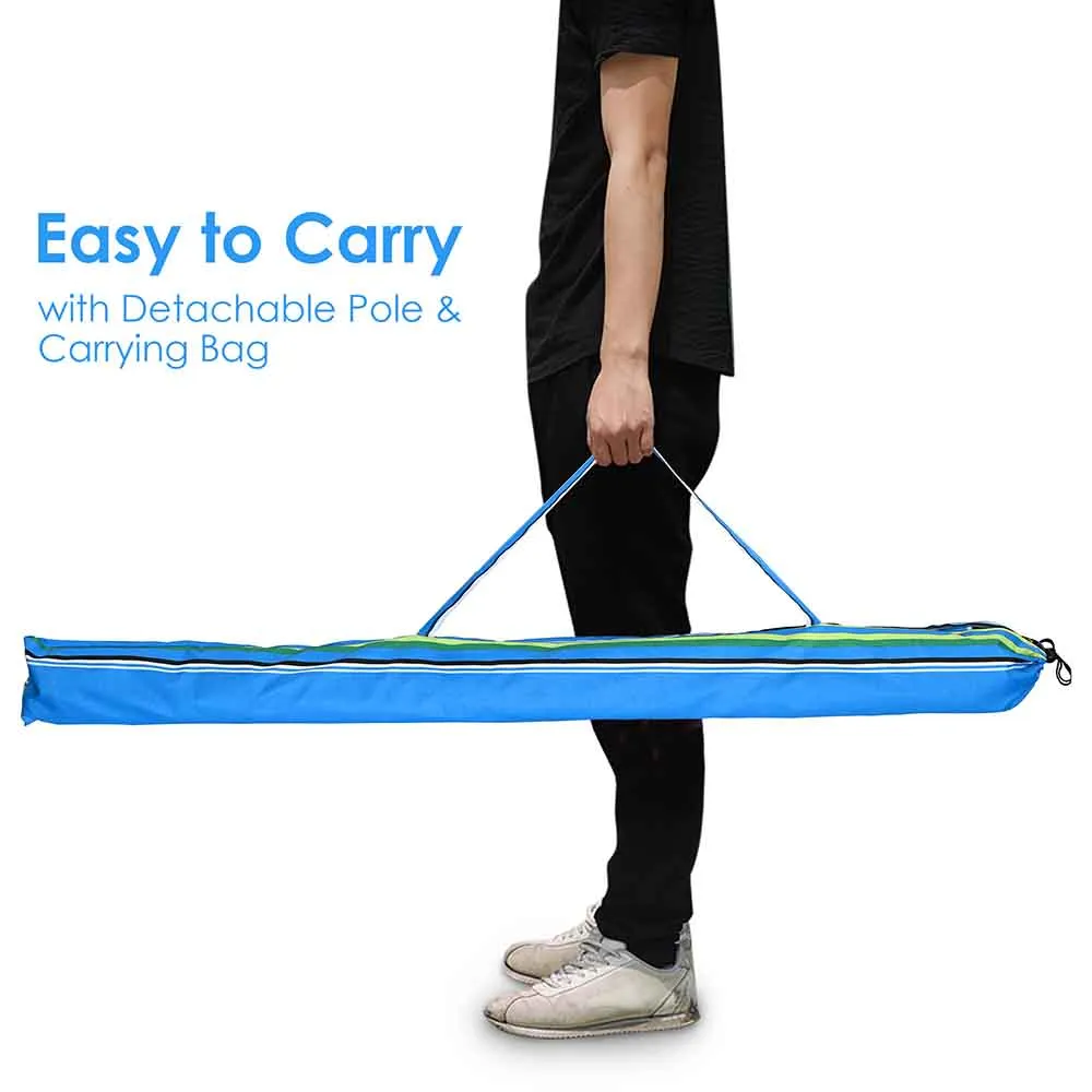 Beach Umbrella w/ Sand Anchor 7ft Tilt 12-Rib