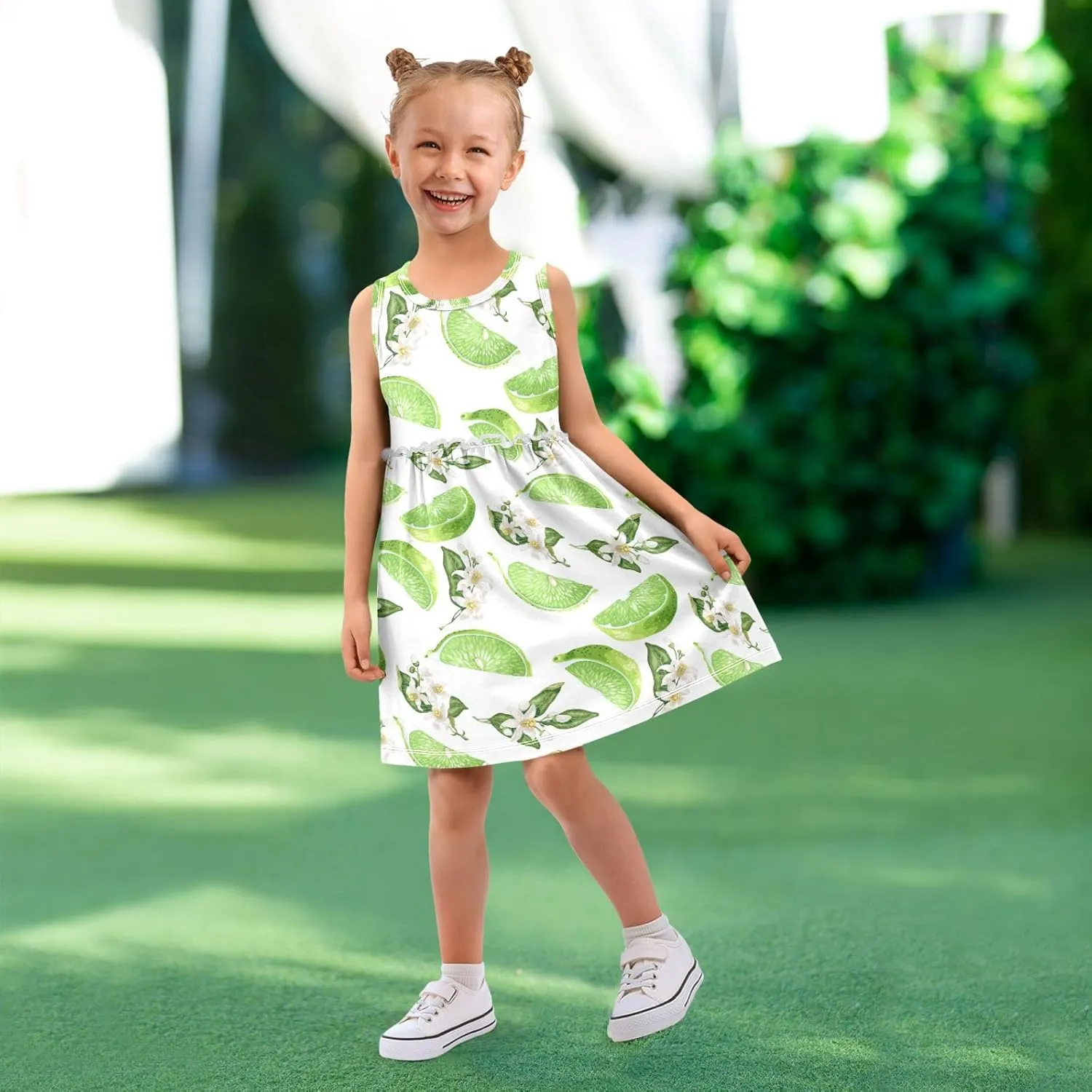 CaTaKu Girls' Sleeveless Summer Dresses Toddler Cotton Casual Dress Cute Little Girl Sundress Outfit 2-8T