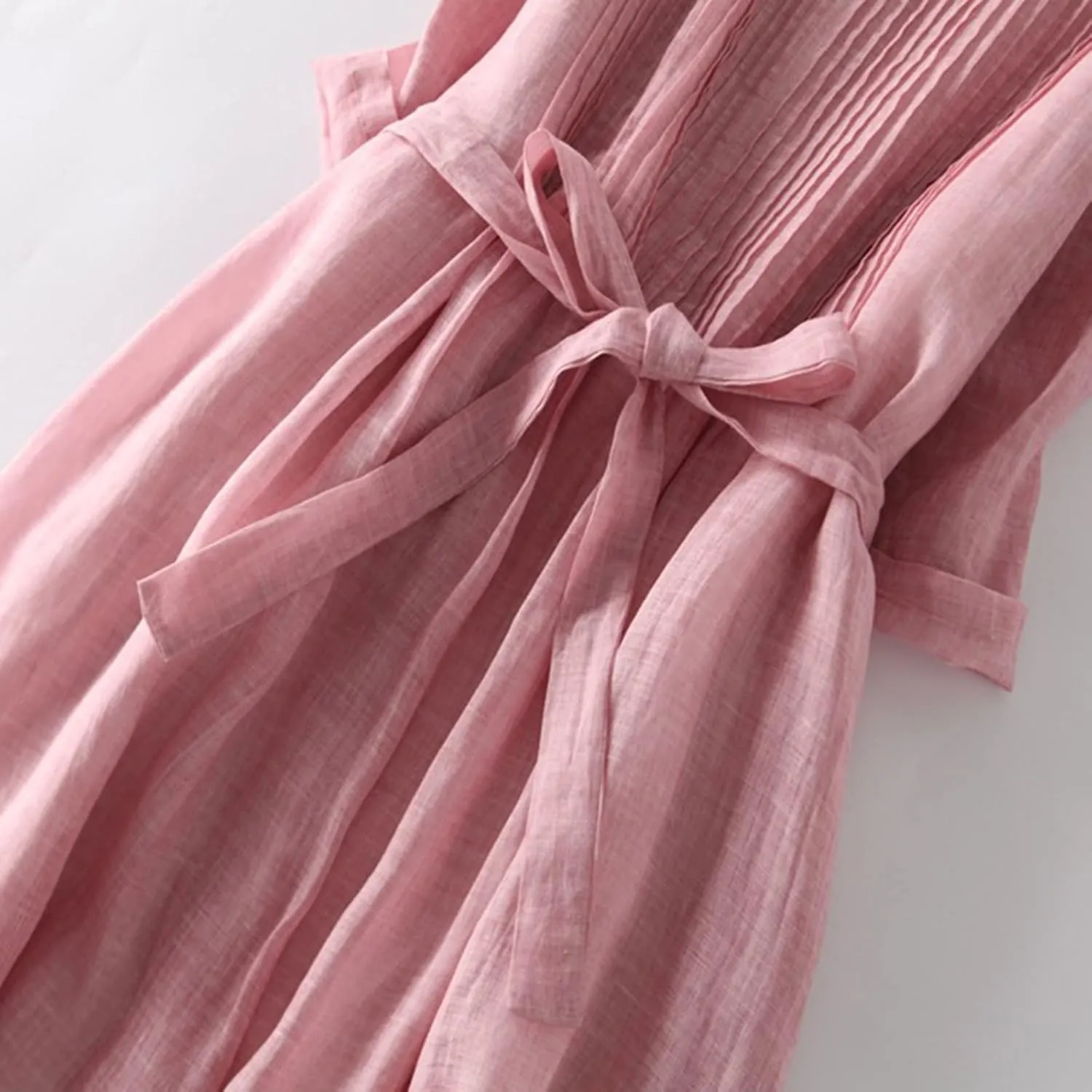 Ceboyel Women Bohemian Cotton Linen Dresses 3/4 Sleeve Maxi Long Dress Plain Classic Dresses Trendy Boho Dresses with Belt