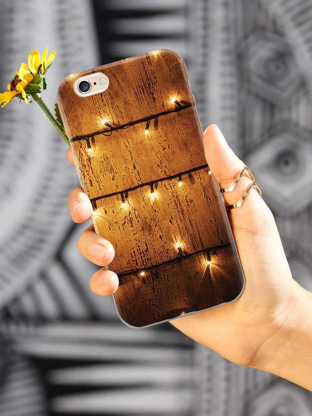 Christmas Lights on Wood - White Case