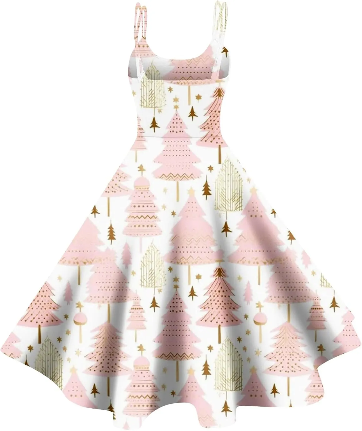 Christmas Sleeveless Dresses for Women Snowflake Plaid Snowman Santa Claus Reindeer Classic Vintage Elegant Dresses