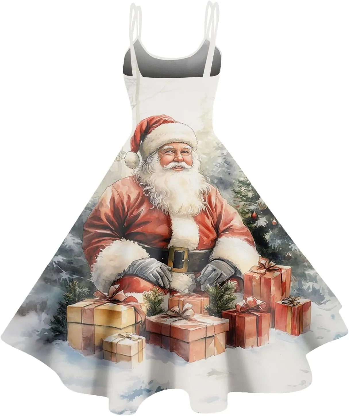 Christmas Sleeveless Dresses for Women Snowflake Plaid Snowman Santa Claus Reindeer Classic Vintage Elegant Dresses