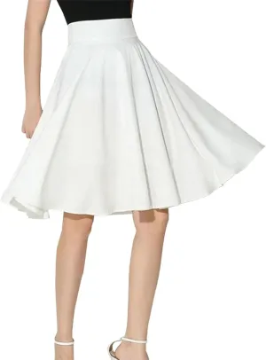 Classic Solid Color Retro Knee Length Pleated Midi SkirtFor Girls Preppy Stylefashion Sweet High Waist A-line Dress