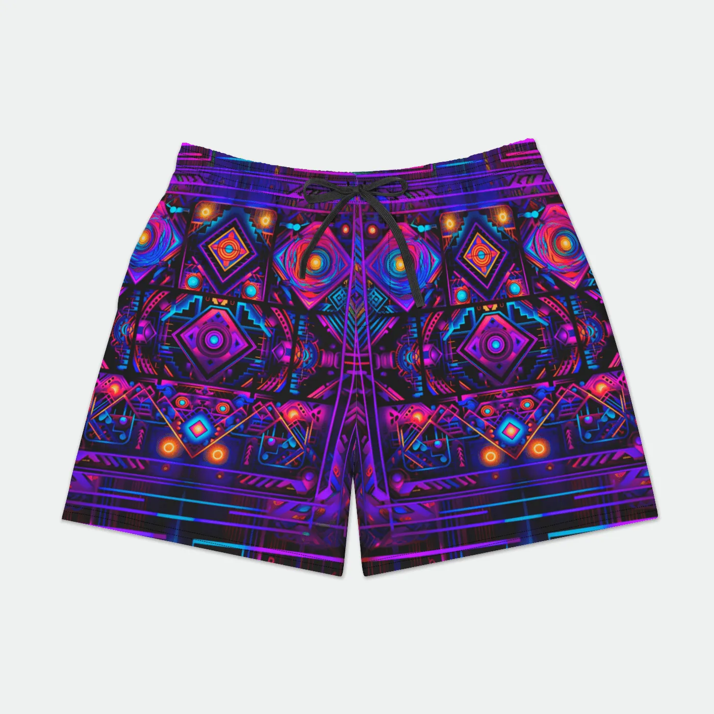 CYBER NIGHT Mens Swim Trunks w/ Lining