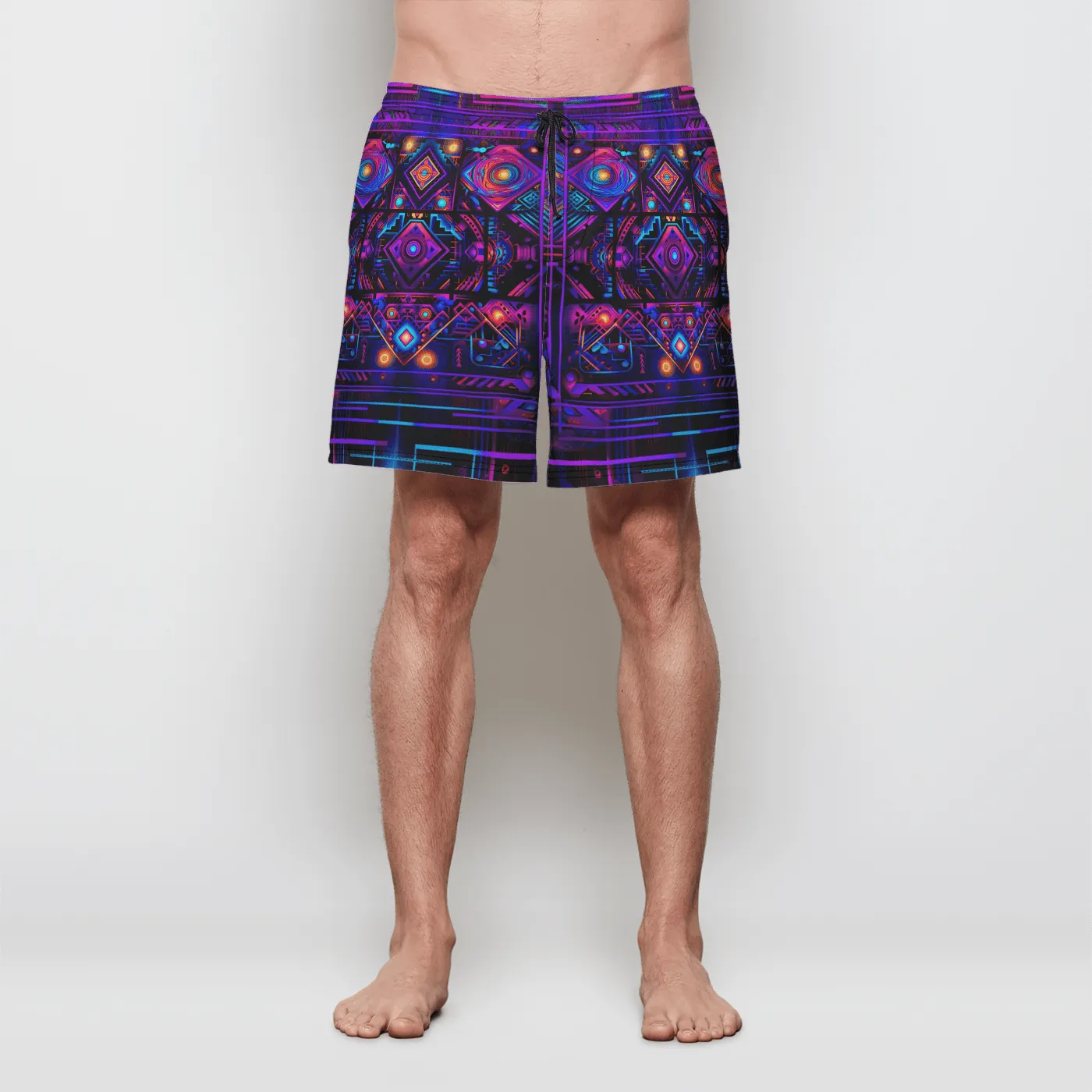 CYBER NIGHT Mens Swim Trunks w/ Lining