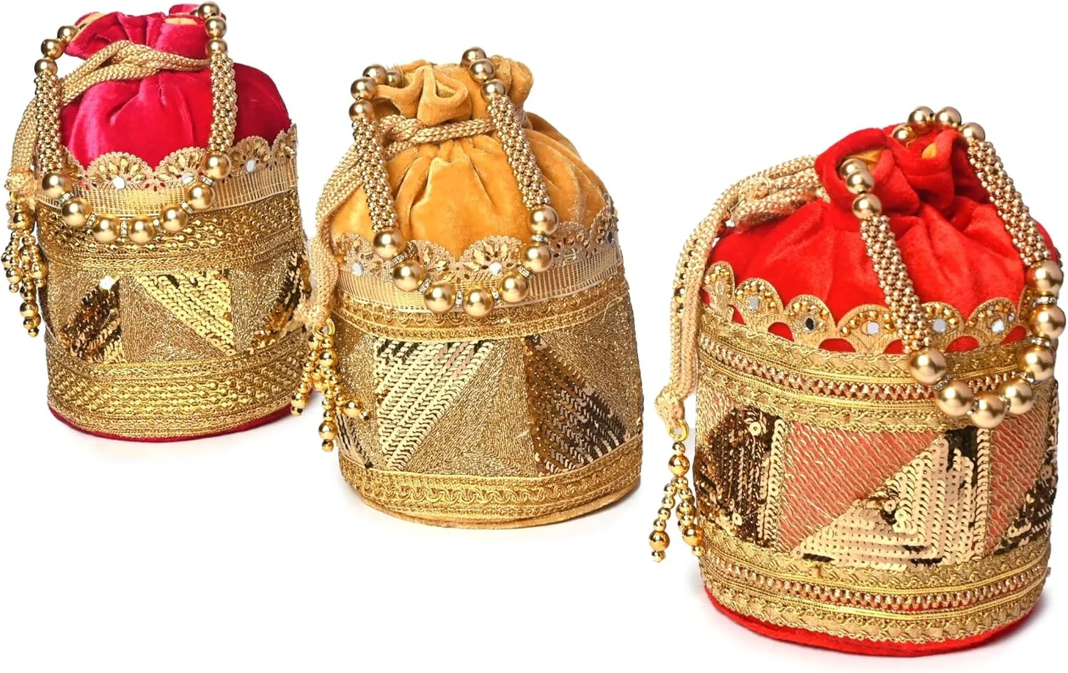 Designer Potli Bag with Beaded Handle and Embroidery