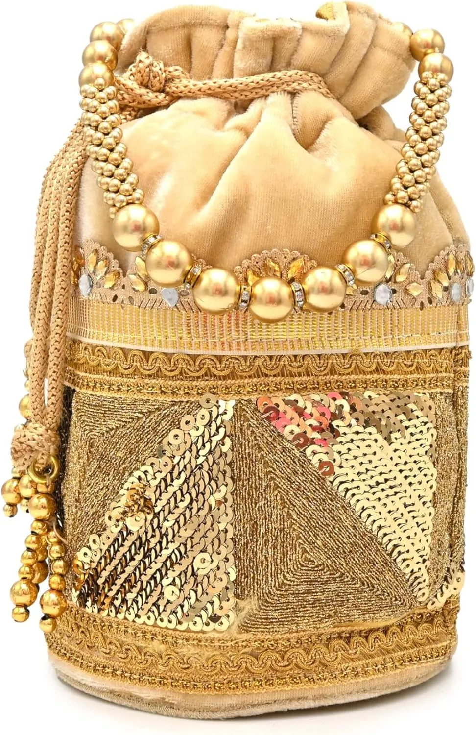 Designer Potli Bag with Beaded Handle and Embroidery
