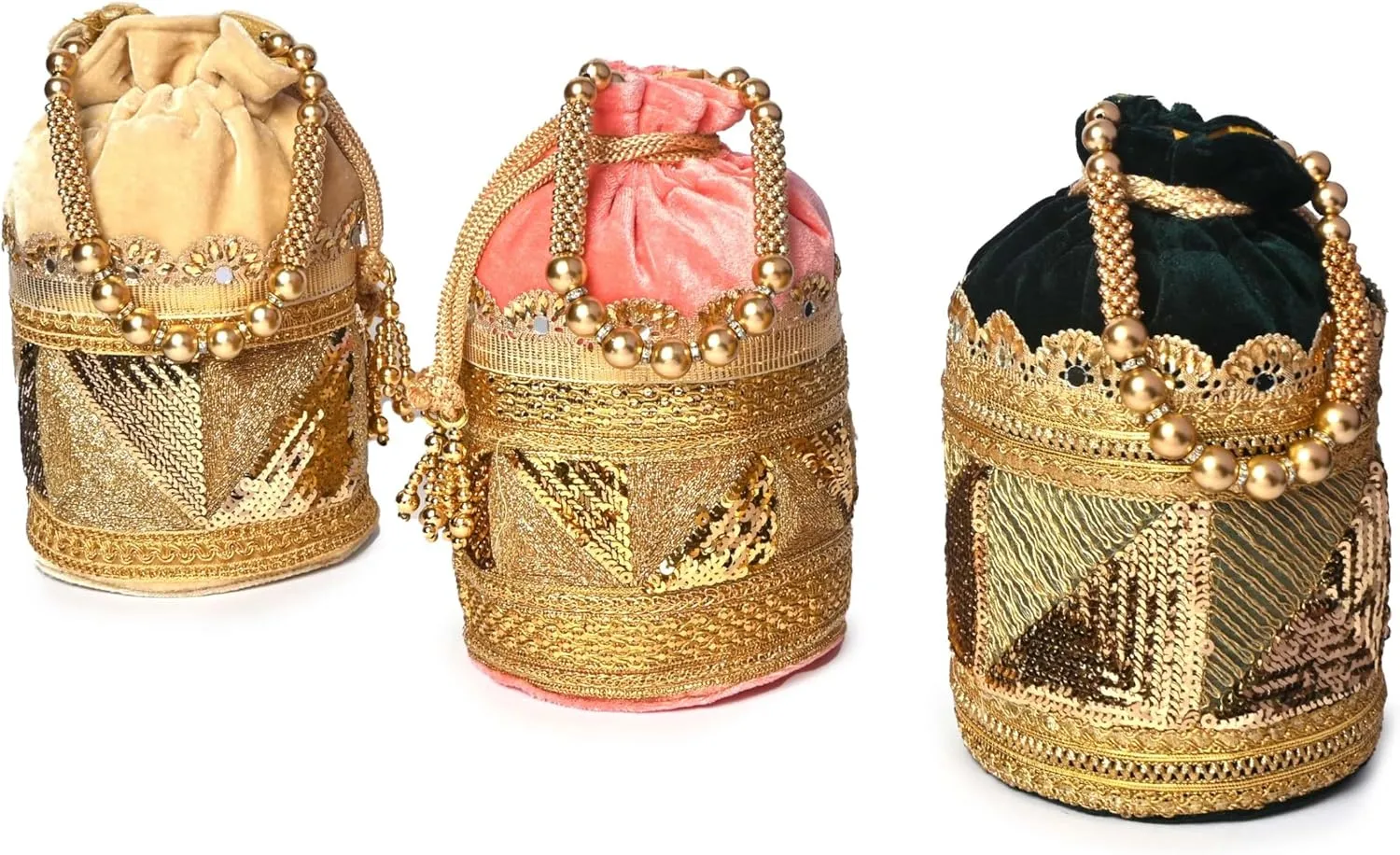 Designer Potli Bag with Beaded Handle and Embroidery