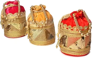 Designer Potli Bag with Beaded Handle and Embroidery
