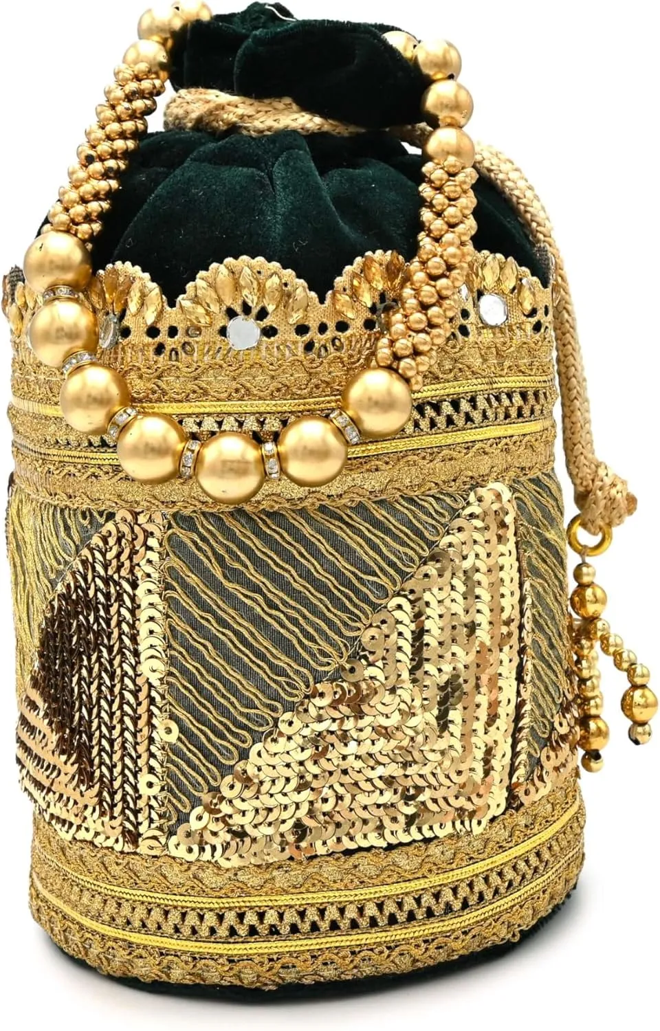 Designer Potli Bag with Beaded Handle and Embroidery