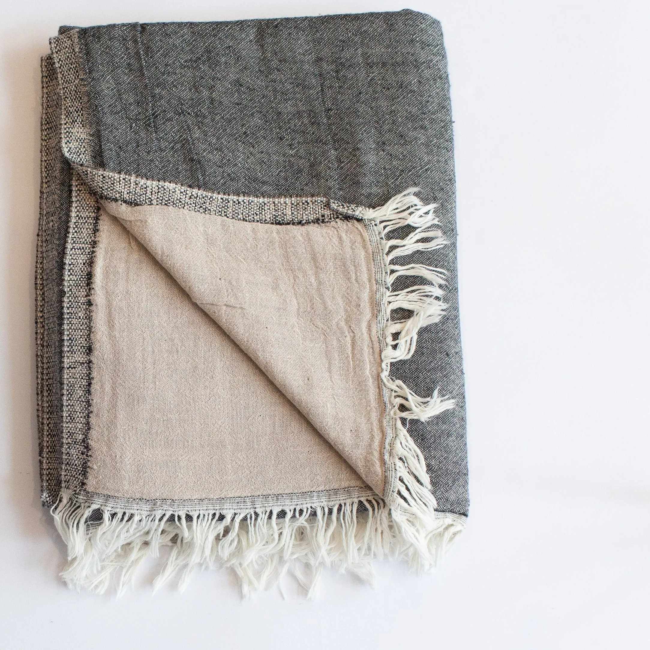 Double Gauze Beach Throw   Towel (Black   Beige)