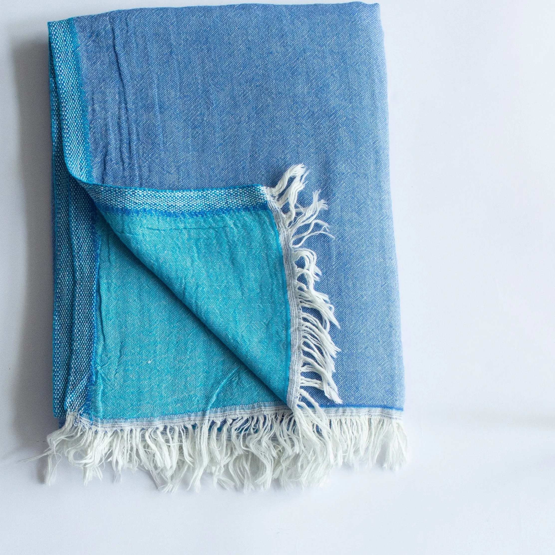 Double Gauze Beach Throw   Towel (Blue)