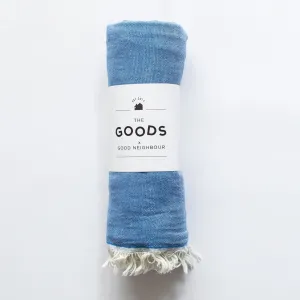 Double Gauze Beach Throw   Towel (Blue)