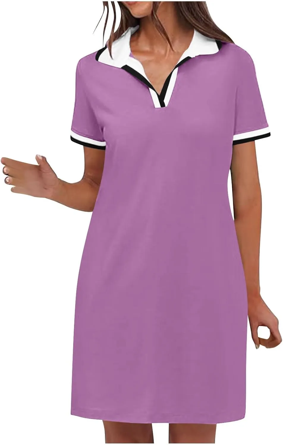 Dresses for Women 2025 Short Sleeve V Neck Casual Lapel Sundress Summer Tennis Golf Mini Shirt Dress with Pockets