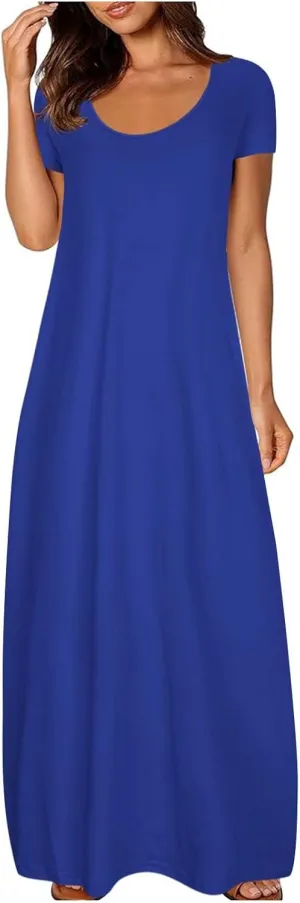 Dresses for Women Summer 2024 Short Sleeve Maxin Dress Classic Eyelet Embroidery Sundress Casual Swing Desss White