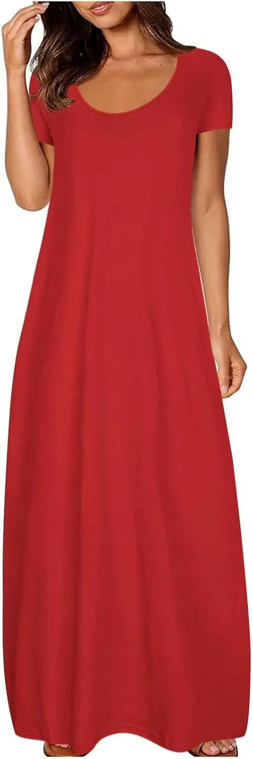 Dresses for Women Summer 2024 Short Sleeve Maxin Dress Classic Eyelet Embroidery Sundress Casual Swing Desss White