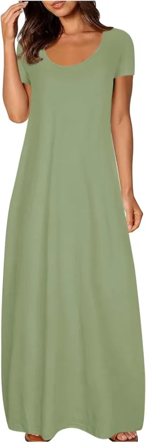 Dresses for Women Summer 2024 Short Sleeve Maxin Dress Classic Eyelet Embroidery Sundress Casual Swing Desss White