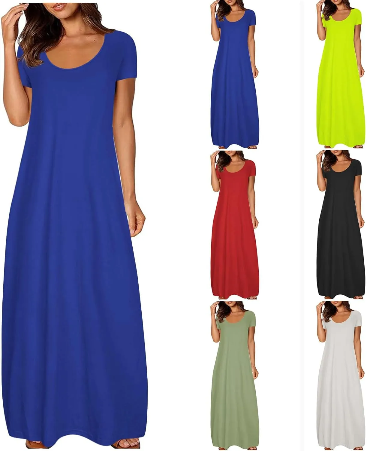 Dresses for Women Summer 2024 Short Sleeve Maxin Dress Classic Eyelet Embroidery Sundress Casual Swing Desss White