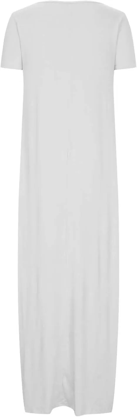 Dresses for Women Summer 2024 Short Sleeve Maxin Dress Classic Eyelet Embroidery Sundress Casual Swing Desss White